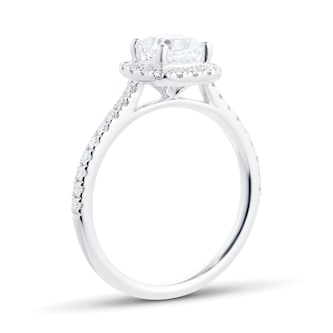 Goldsmiths Platinum 1.20cttw Diamond Cushion Cut Halo Ring