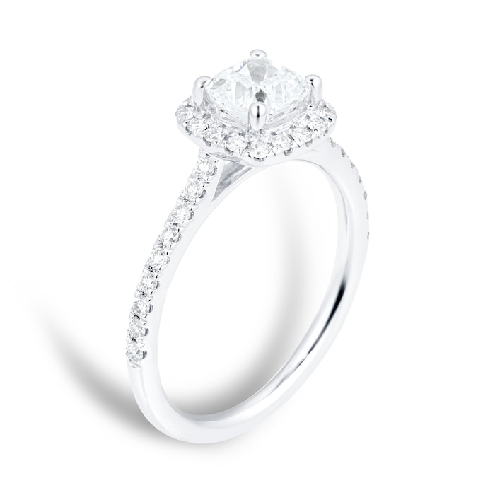 Goldsmiths Platinum 1.20cttw Diamond Cushion Cut Halo Ring