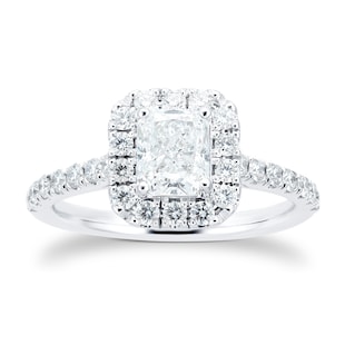 Goldsmiths Platinum 1.50cttw Diamond Radiant Cut Halo Ring