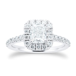06019085 - Platinum 1.50cttw Diamond Radiant Cut Halo Ring