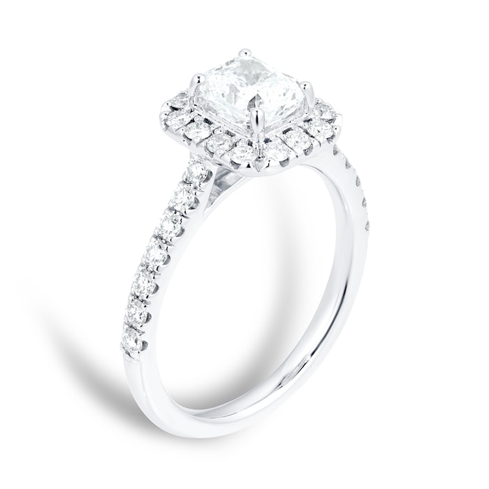 Goldsmiths Platinum 1.50cttw Diamond Radiant Cut Halo Ring