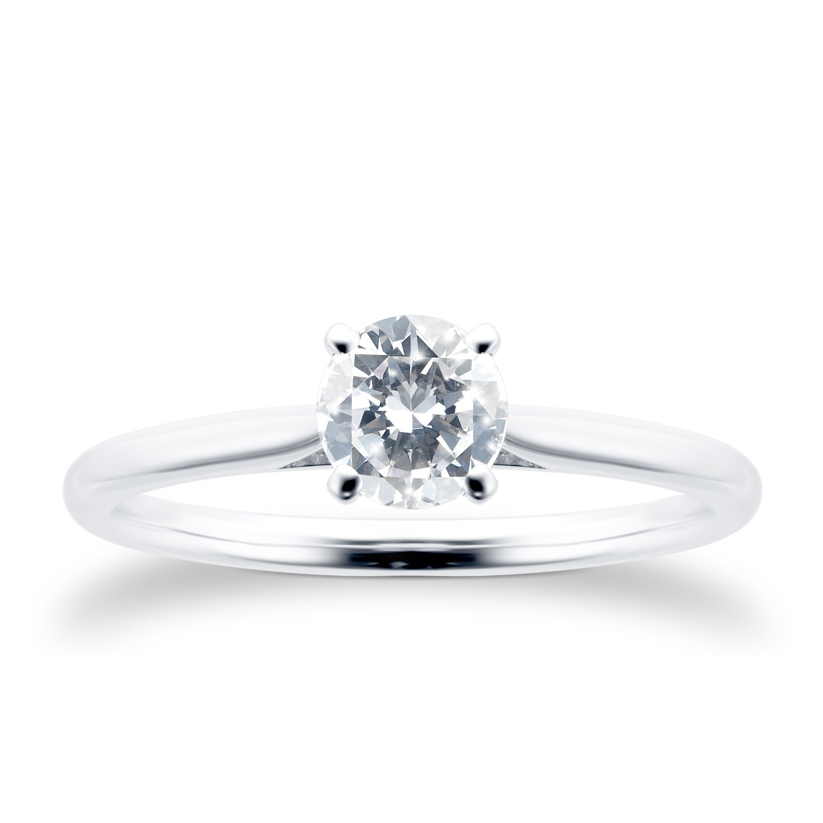 Platinum 0.70ct Round Solitaire Diamond Ring - Ring Size J