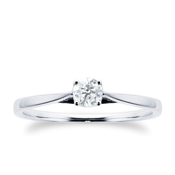 Goldsmiths Platinum Brilliant Cut 0.25 Carat 88 Facet Diamond Ring