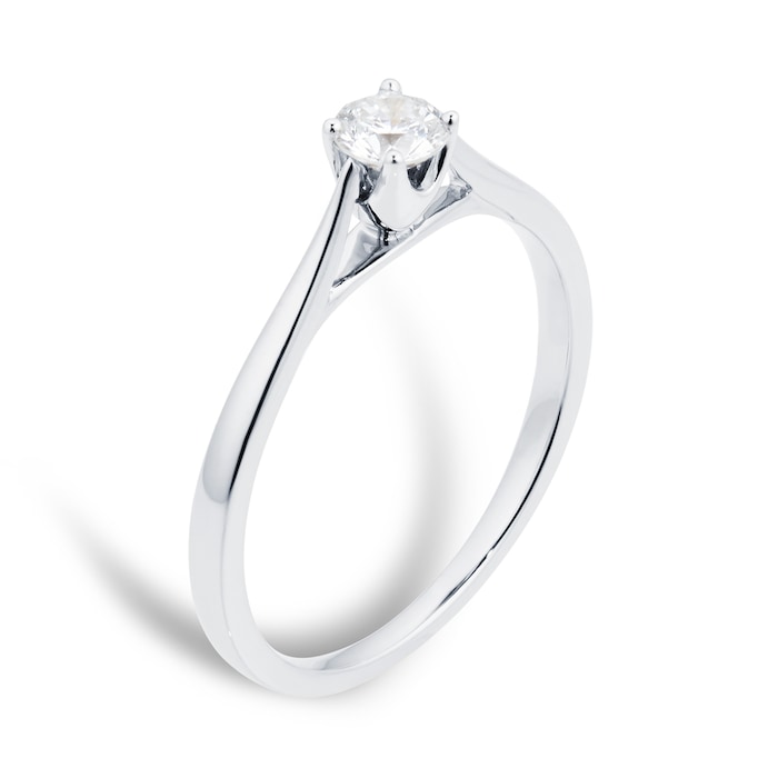 Goldsmiths Platinum Brilliant Cut 0.25 Carat 88 Facet Diamond Ring