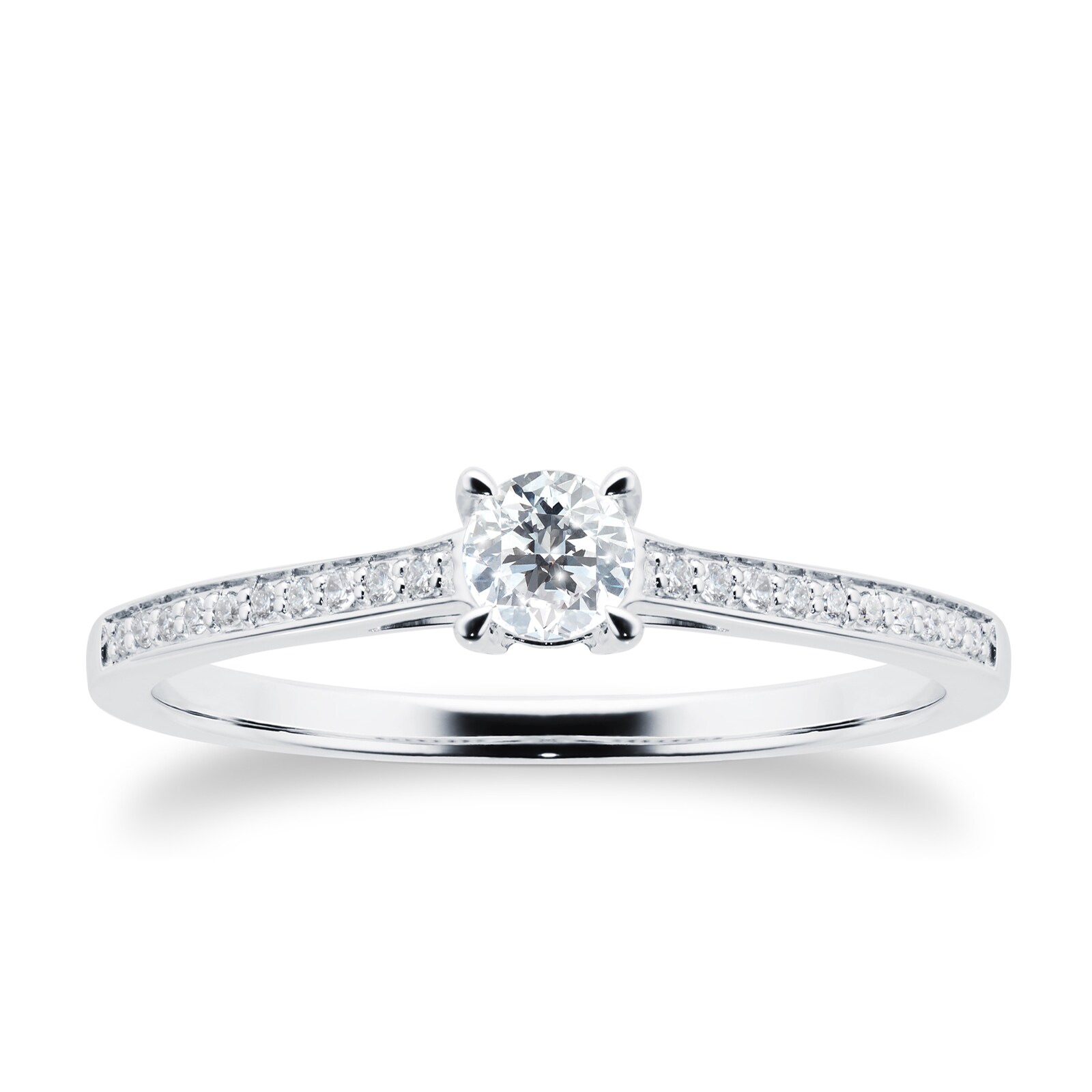Goldsmiths 18ct White Gold Brilliant Cut 0.30 Carat 88 Facet Diamond Ring