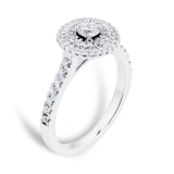 Goldsmiths 18ct White Gold Brilliant Cut 0.50cttw Goldsmiths Brightest Diamond Halo Engagement Ring