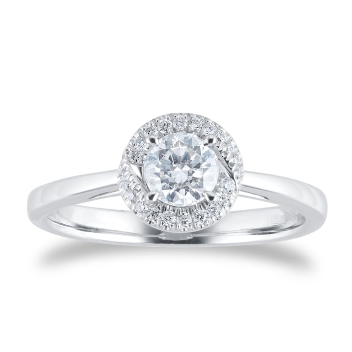 Goldsmiths Platinum Brilliant Cut 0.55cttw Goldsmiths Brightest Diamond Halo Engagement Ring