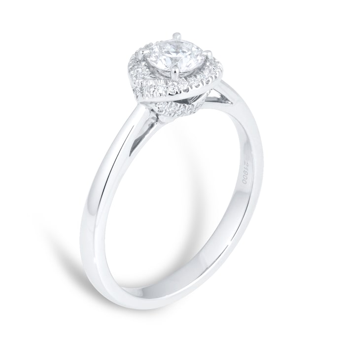 Goldsmiths Platinum Brilliant Cut 0.55cttw Goldsmiths Brightest Diamond Halo Engagement Ring