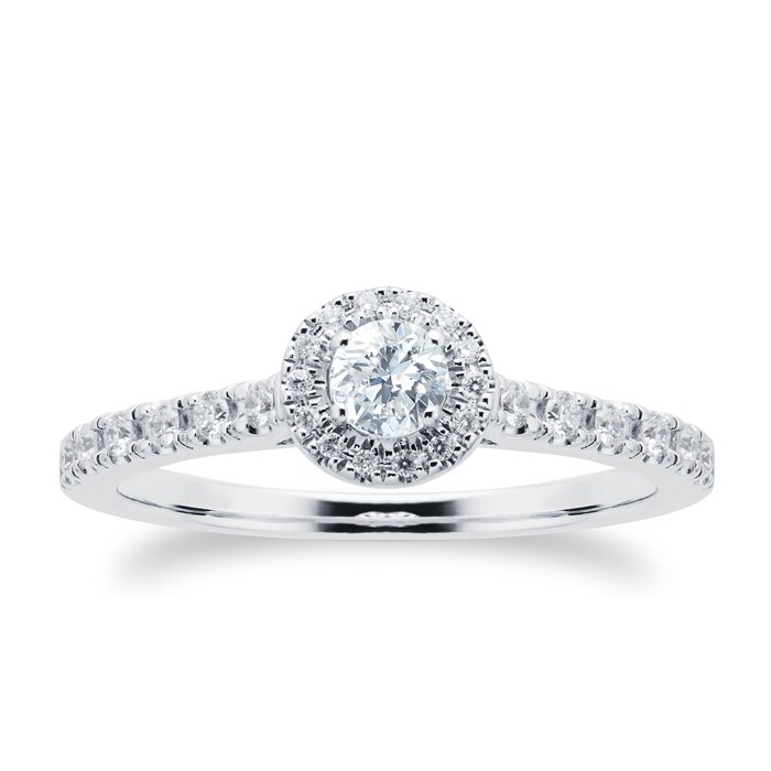 Goldsmiths 18ct White Gold 0.40cttw Goldsmiths Brightest Diamond Halo Engagement Ring