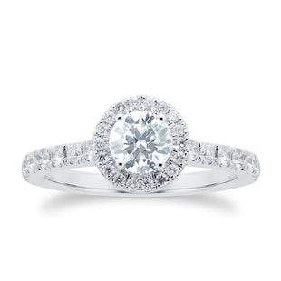 Goldsmiths 18ct White Gold 1.00cttw Damond Halo Engagement Ring