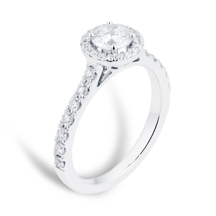 Goldsmiths 18ct White Gold 1.00cttw Goldsmiths Brightest Diamond Halo Engagement Ring - Ring Size O