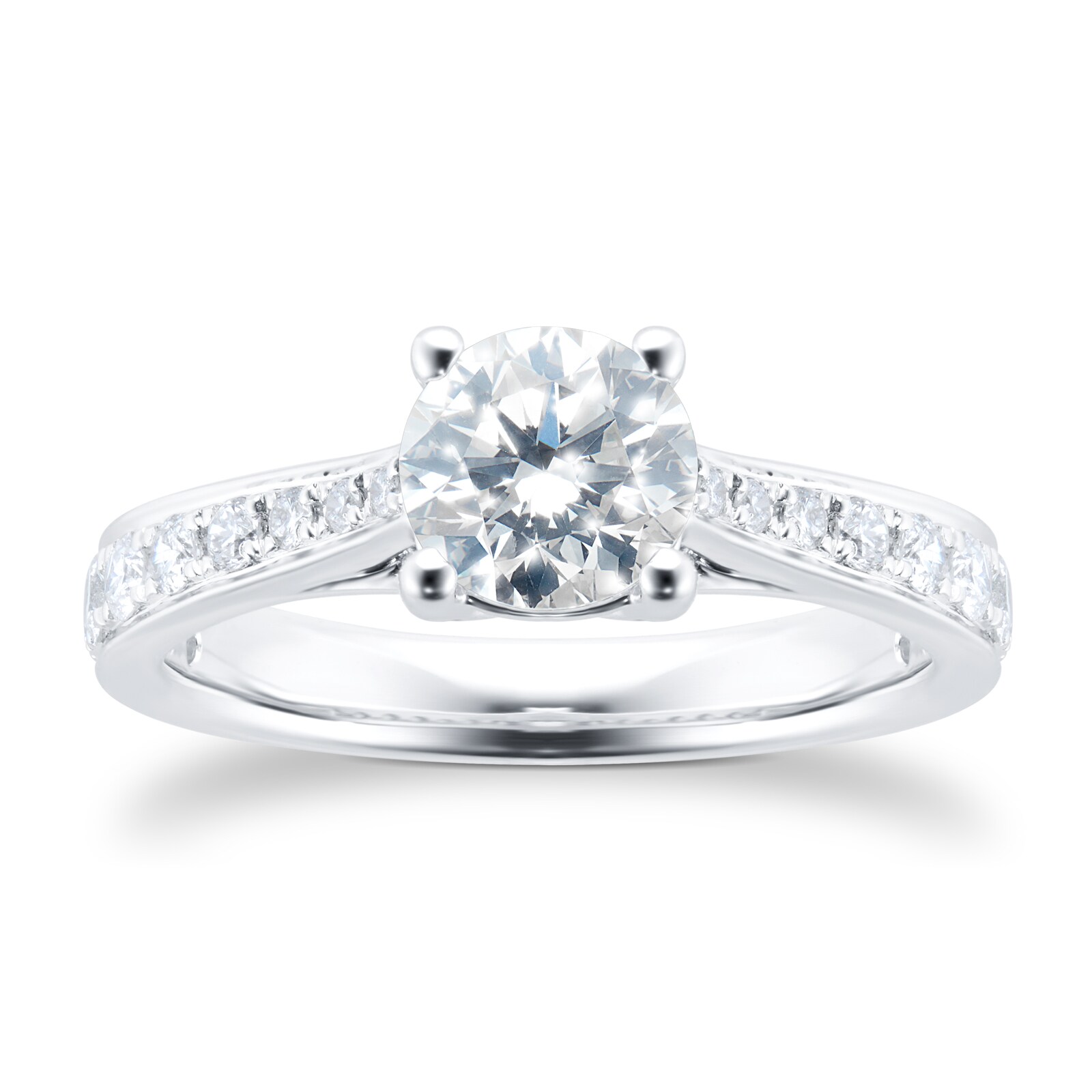 Goldsmiths 18ct White Gold 1.45cttw Round Brilliant Cut Diamond Ring