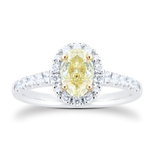 Mappin & Webb Platinum 1.29cttw Oval Cut Yellow Diamond Ring