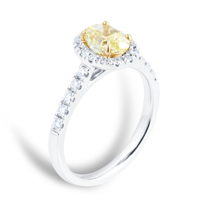 Mappin & Webb Platinum 1.29cttw Oval Cut Yellow Diamond Ring