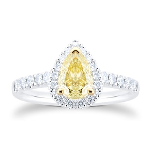 Mappin & Webb Platinum 1.32cttw Pear Cut Yellow Diamond Ring