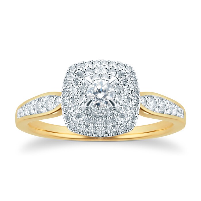 Goldsmiths 18ct Yellow Gold 0.65cttw Diamond Cluster Ring - Ring Size L