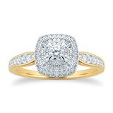 Goldsmiths 18ct Yellow Gold 0.65cttw Diamond Cluster Ring - Ring Size L