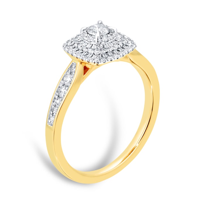 Goldsmiths 18ct Yellow Gold 0.65cttw Diamond Cluster Ring - Ring Size L
