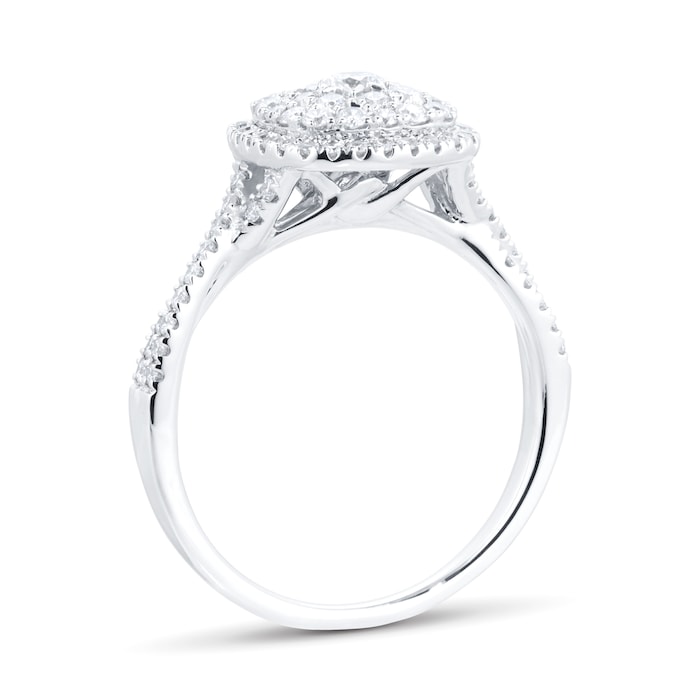 Goldsmiths 18ct White Gold Cushion Diamond Cluster Engagement Ring