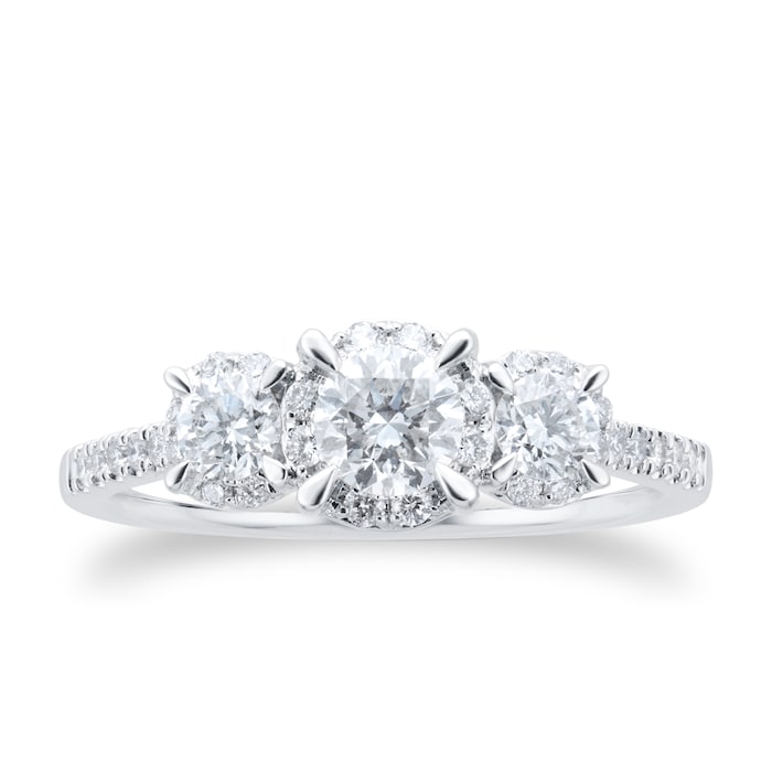 Goldsmiths 18ct White Gold Triple Halo Pear Diamond Bridal Set Ring