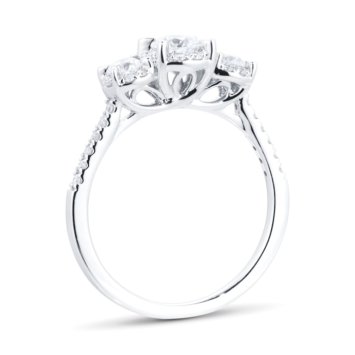 Goldsmiths 18ct White Gold Triple Halo Pear Diamond Bridal Set Ring