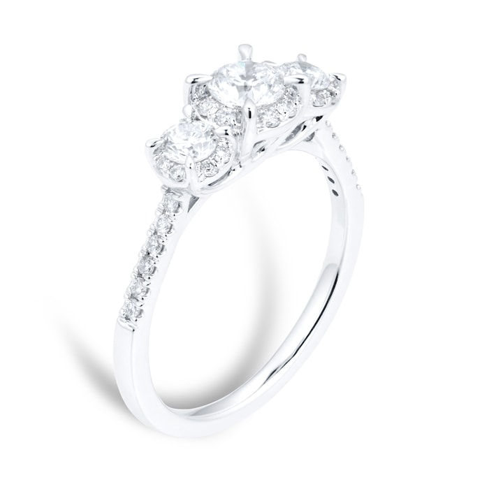 Goldsmiths 18ct White Gold Triple Halo Pear Diamond Bridal Set Ring