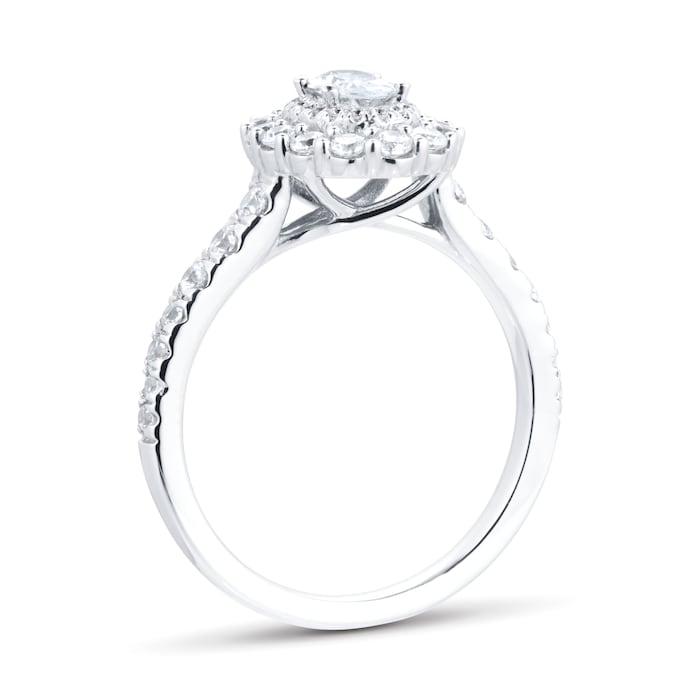 Goldsmiths 18ct White Gold Oval 1ct Diamond Double Halo Engagement Ring