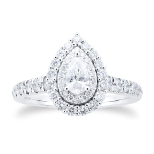 Goldsmiths 18ct White Gold Pear Diamond Double Halo Engagement Ring