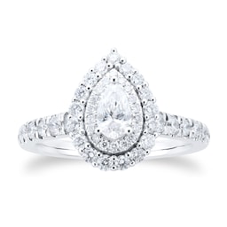06019139 - 18ct White Gold Pear Diamond Double Halo Engagement Ring