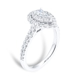Goldsmiths 18ct White Gold Pear Diamond Double Halo Engagement Ring