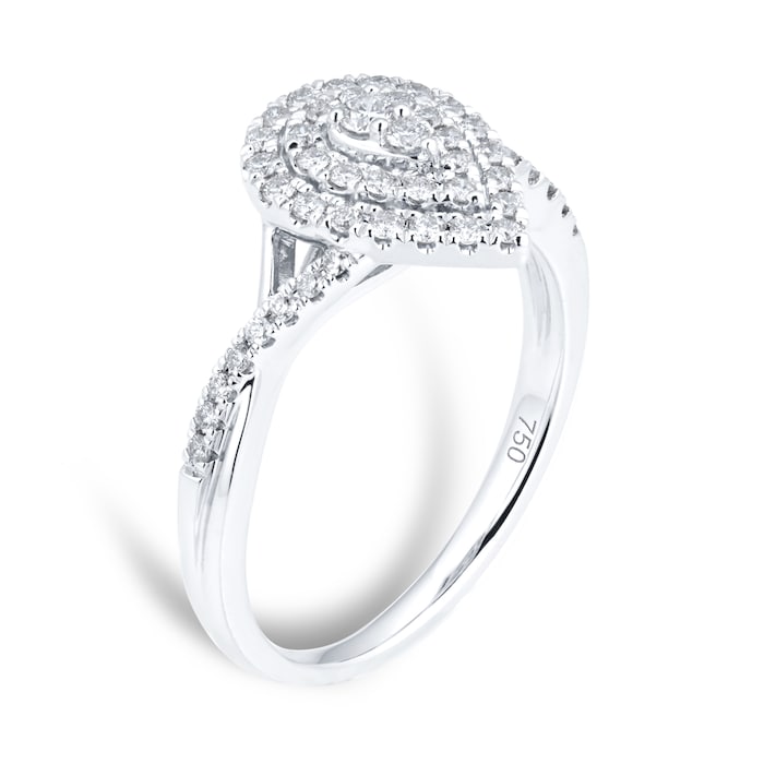 Goldsmiths 18ct White Gold Pear Diamond Bridal Set Ring