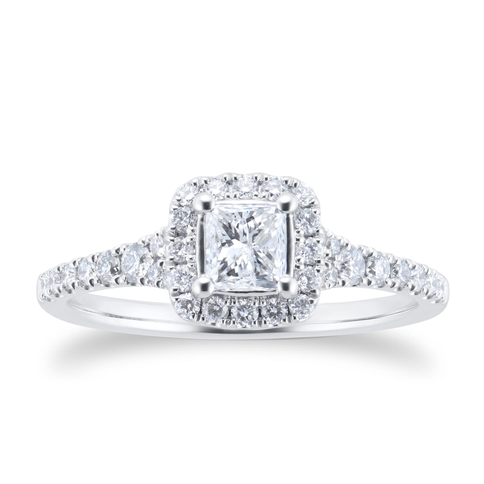 Goldsmiths 18ct White Gold 0.80cttw Diamond Halo Engagement Ring Goldsmiths 18ct White Gold 0.80cttw Diamond Halo Engagement Ring