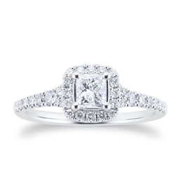 06019143 - 18ct White Gold 0.80cttw Diamond Halo Engagement Ring
