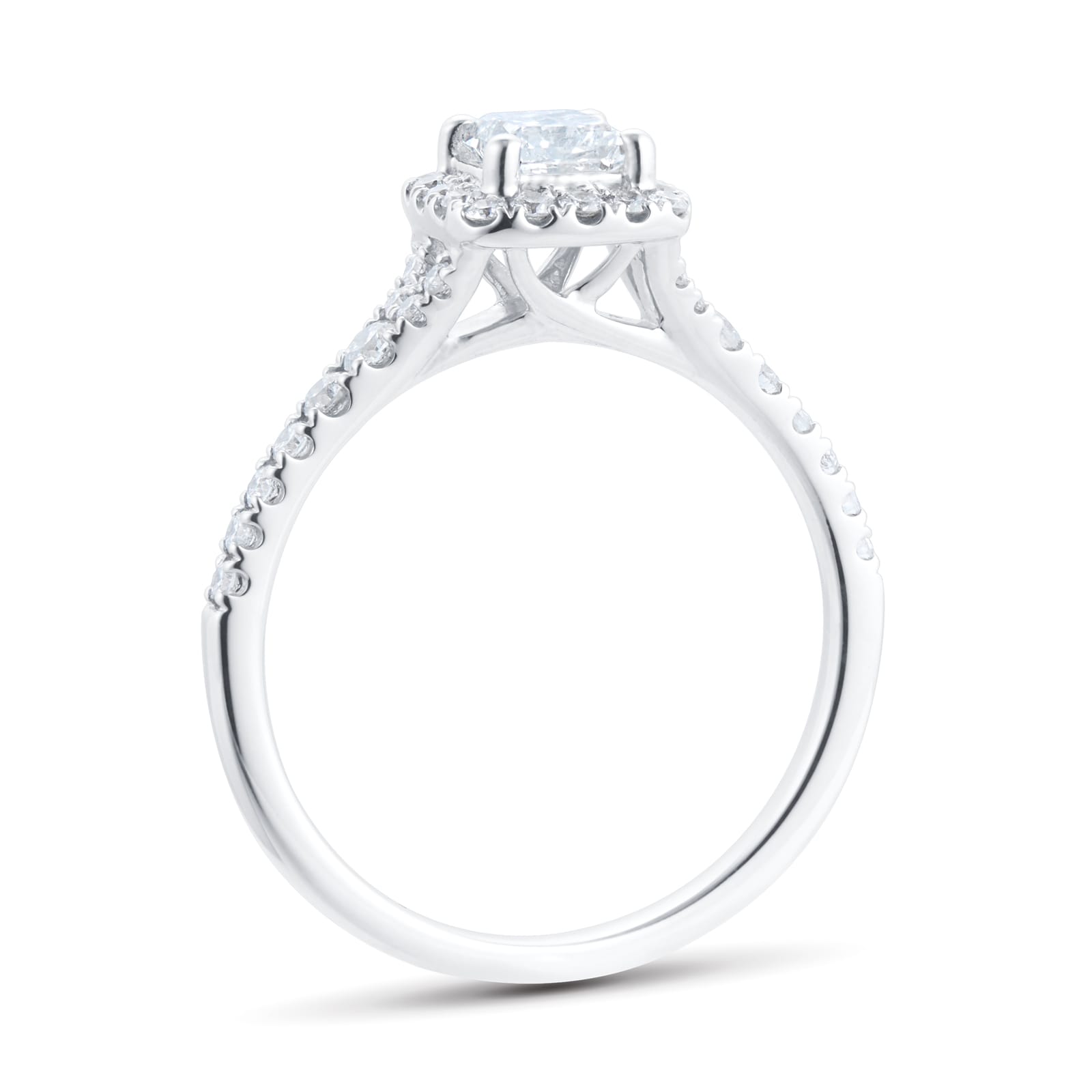 Goldsmiths 18ct White Gold 0.80cttw Diamond Halo Engagement Ring Goldsmiths 18ct White Gold 0.80cttw Diamond Halo Engagement Ring