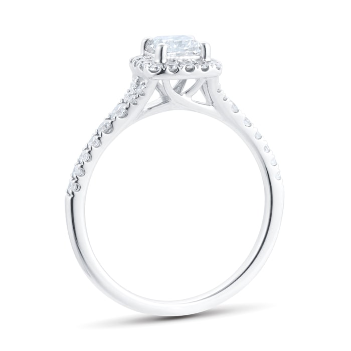 Goldsmiths 18ct White Gold 0.80cttw Diamond Halo Engagement Ring