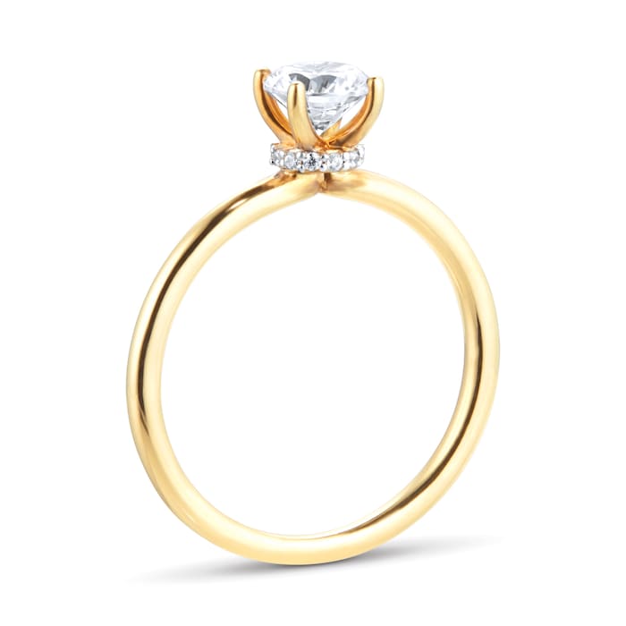 Goldsmiths 18ct Yellow Gold 0.73ct Diamond Hidden Halo Solitaire Engagement Ring - Goldsmiths Brightest Diamond