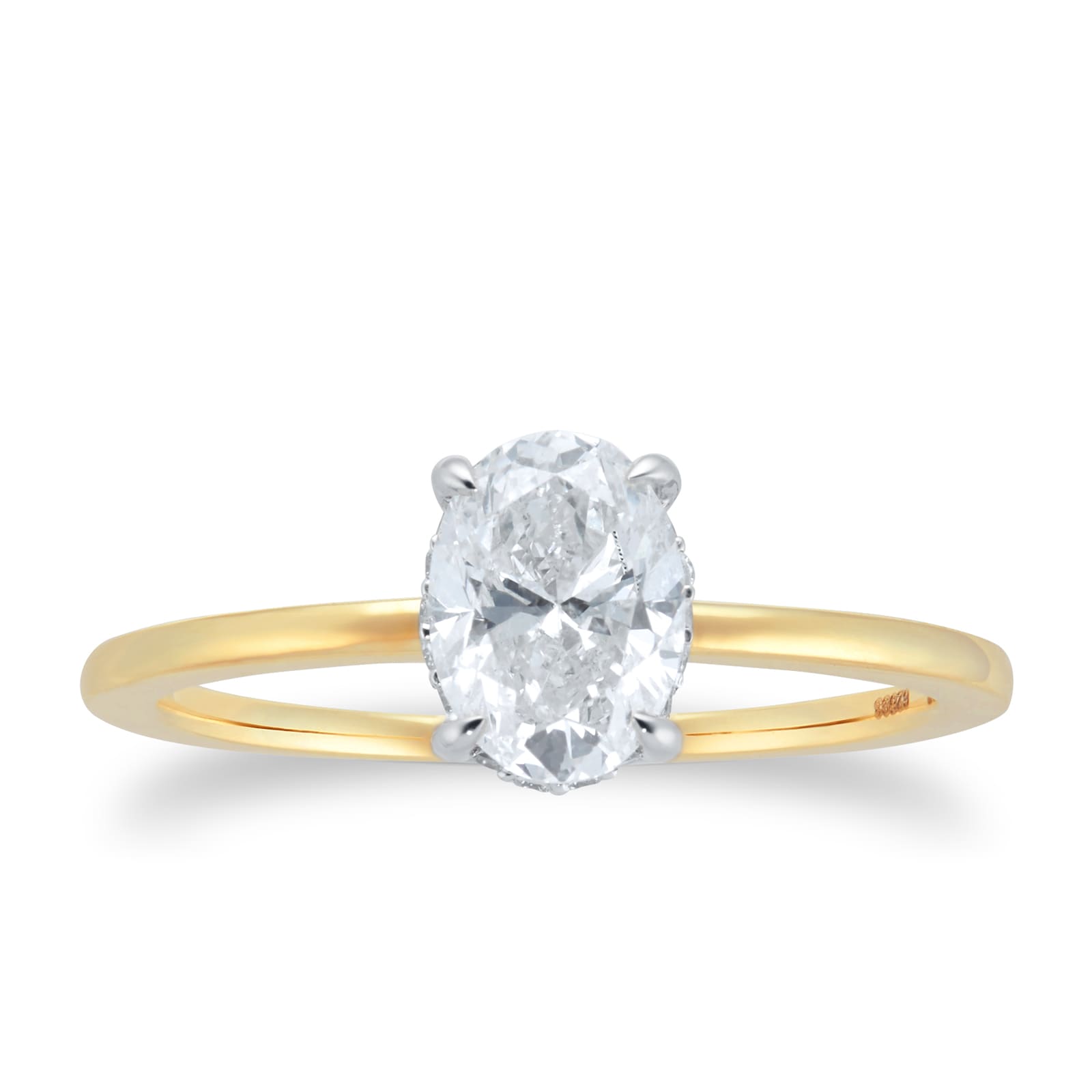 18ct Yellow Gold Oval 1.06ct Diamond Halo Solitaire Engagement Ring
