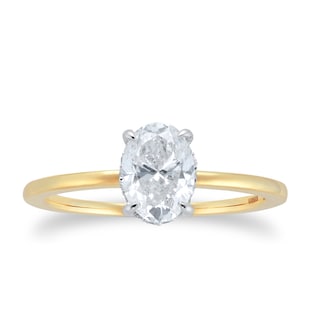 Best Luxury 
18ct Yellow Gold Oval 1.06ct Diamond Halo Solitaire Engagement Ring