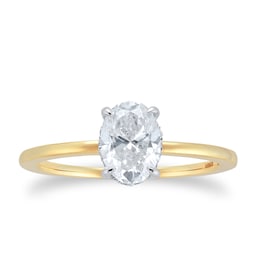 06019149 - 18ct Yellow Gold Oval 1.06ct Diamond Halo Solitaire Engagement Ring