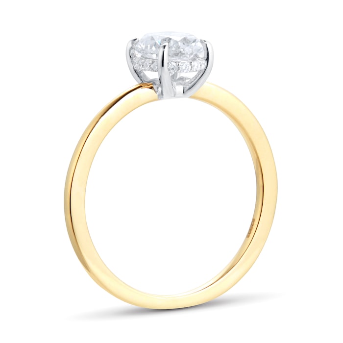 Goldsmiths 18ct Yellow Gold Oval 1.06ct Diamond Halo Solitaire Engagement Ring - Goldsmiths Brightest Diamond