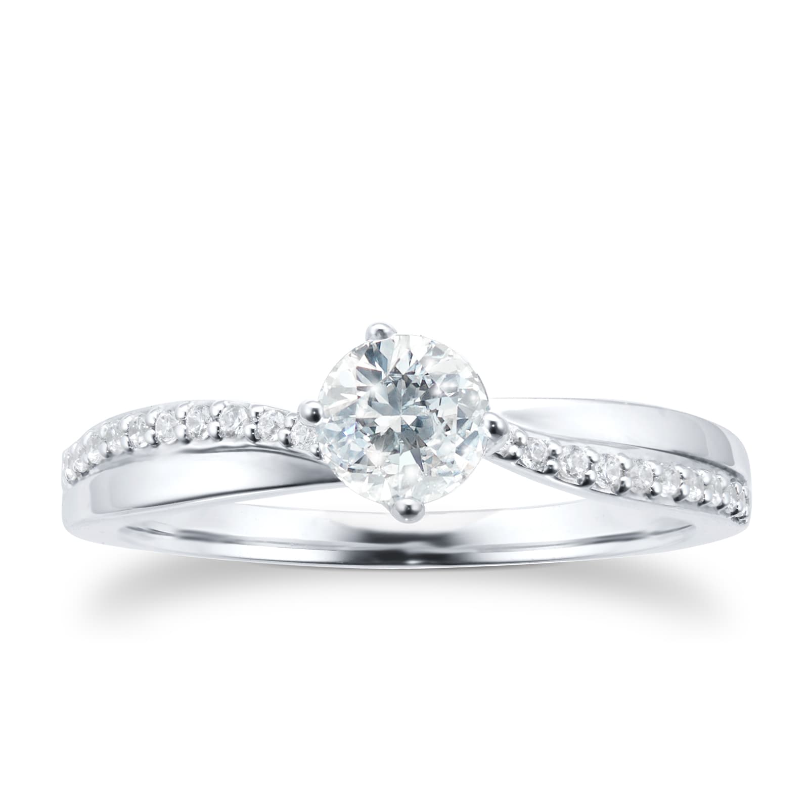 Platinum 0.55ct Diamond Set Shoulder Solitaire Engagement Ring