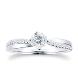 Goldsmiths Platinum 0.55ct Diamond Set Shoulder Solitaire Engagement Ring