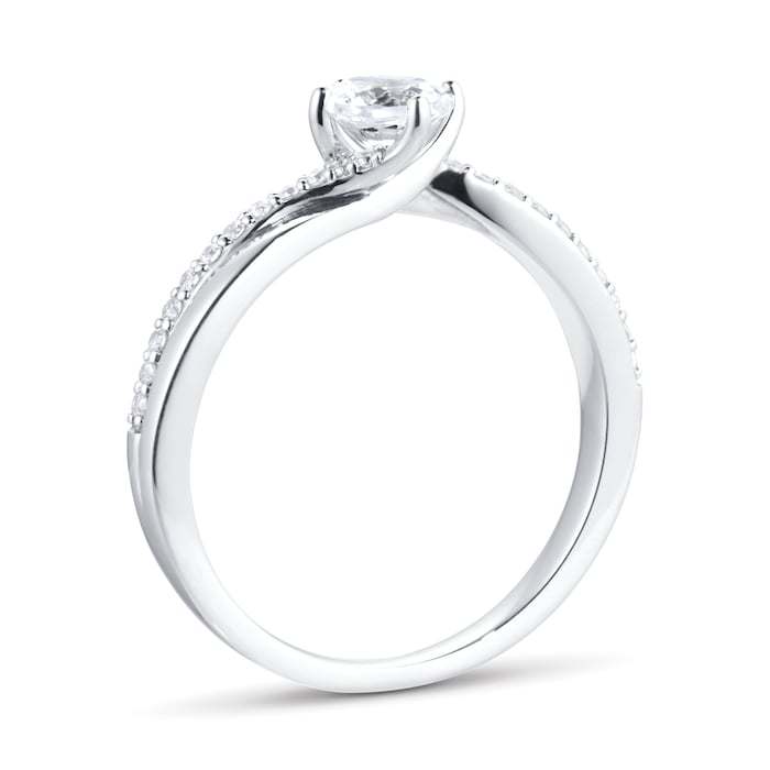 Goldsmiths Platinum 0.55ct Diamond Set Shoulder Solitaire Engagement Ring