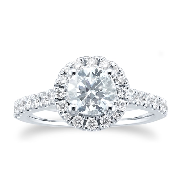 Goldsmiths Platinum 1.5ct Diamond Halo Engagement Ring