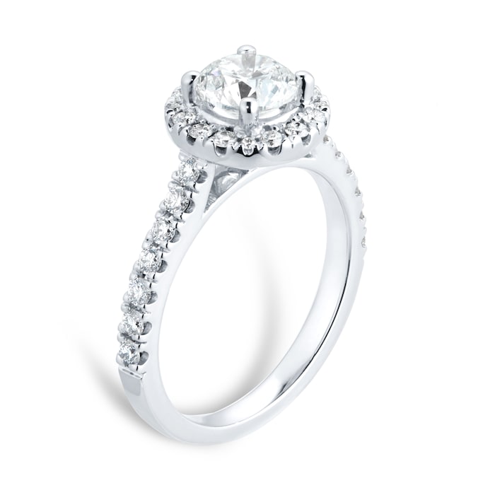 Goldsmiths Platinum 1.5ct Diamond Halo Engagement Ring