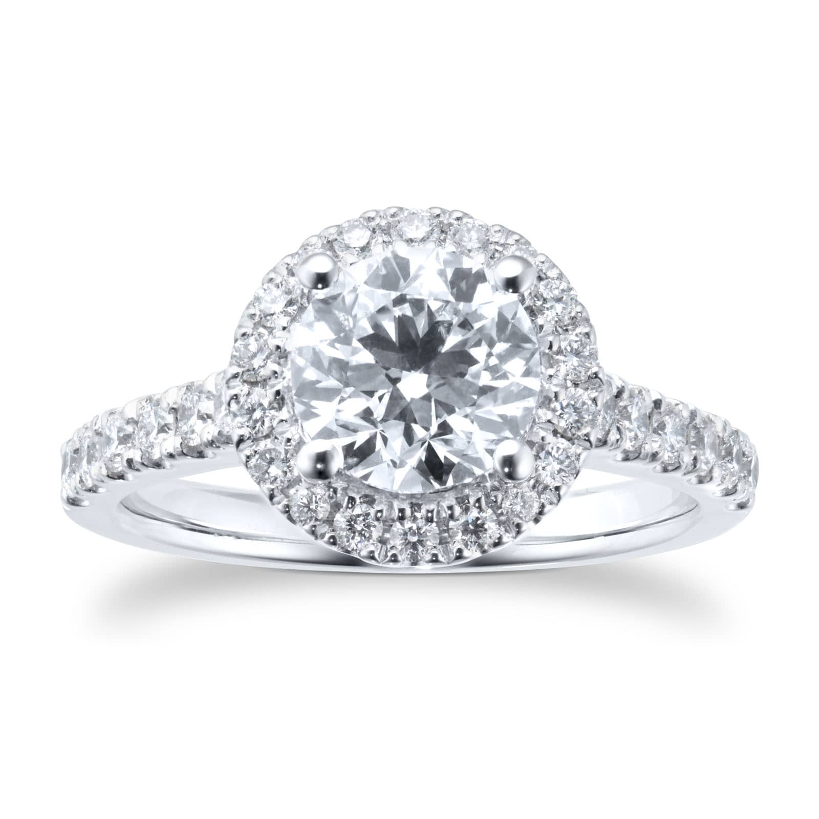 Platinum 2ct Diamond Halo Engagement Ring