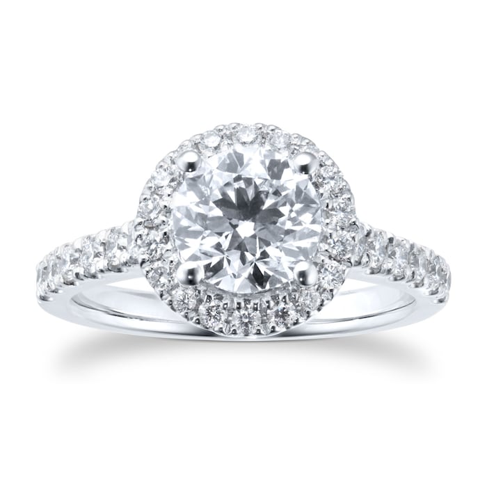 Goldsmiths Platinum 2ct Diamond Halo Engagement Ring