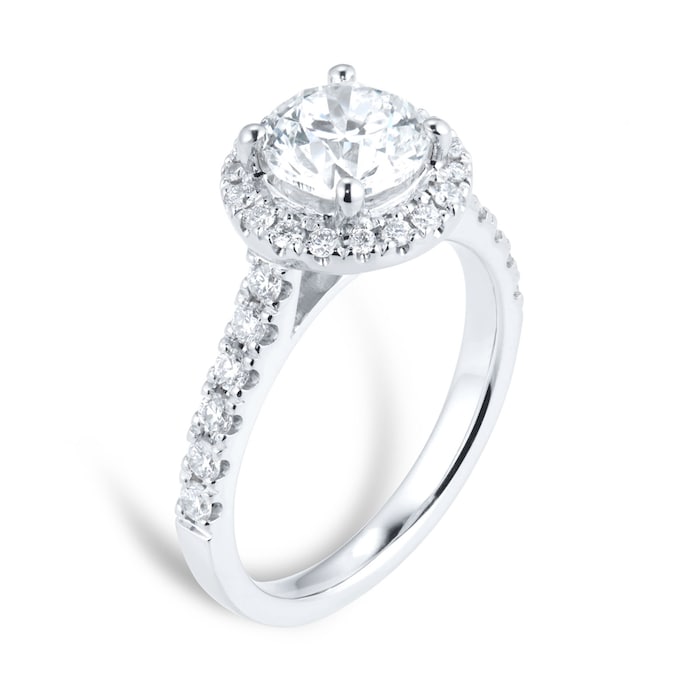 Goldsmiths Platinum 2ct Diamond Halo Engagement Ring