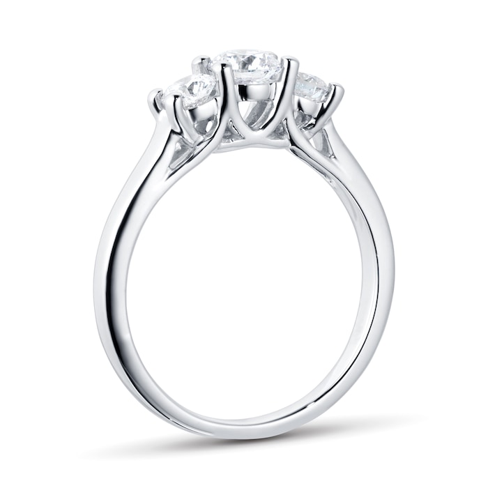 Mappin & Webb 18ct White Gold 1.00cttw 3 Stone Engagement Ring - Ring Size K