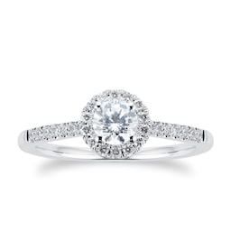 06019190 - 18ct White Gold 0.60ct Diamond Halo Engagement Ring